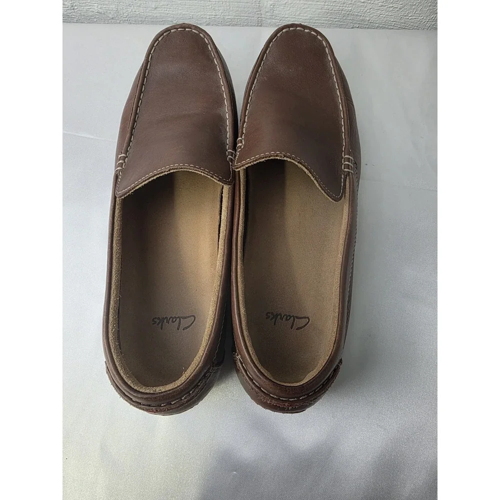 Clarks Mens‎ Sz 10.5 Brown Leather Marcos Drive loafers Moccasins